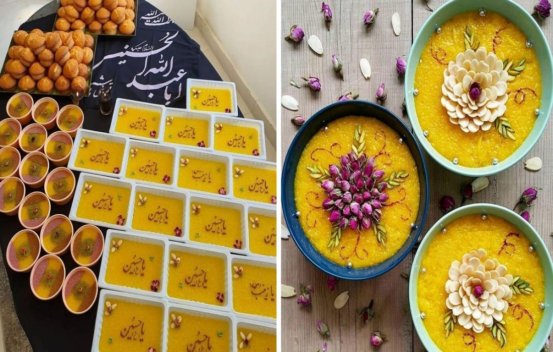 طرز تهیه پوست زرد ماه محرم;  نذری طلایی که پایه ثابت ایام سوگواری است.