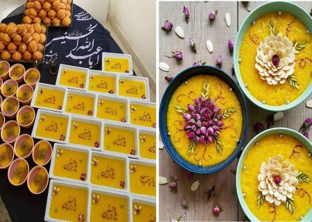 طرز تهیه پوست زرد ماه محرم;  نذری طلایی که پایه ثابت ایام سوگواری است.