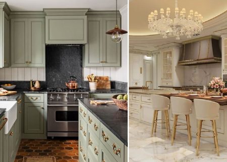 کابینت آشپزخانه نئوکلاسیک مانند یک مبلمان لوکس است: دو سبک در آن قرار می گیرد.