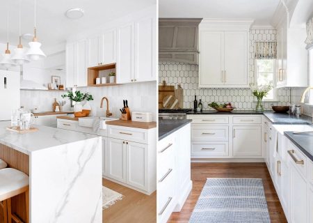 فرش آشپزخانه را با کابینت های سفید ترکیب کنید / اگر سلیقه دارید این رنگ فرش عالی به نظر می رسد