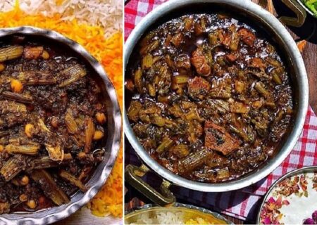 طرز تهیه خورش کرفس با گوشت / همراه با پای و پنکه لعاب دار و خوشمزه