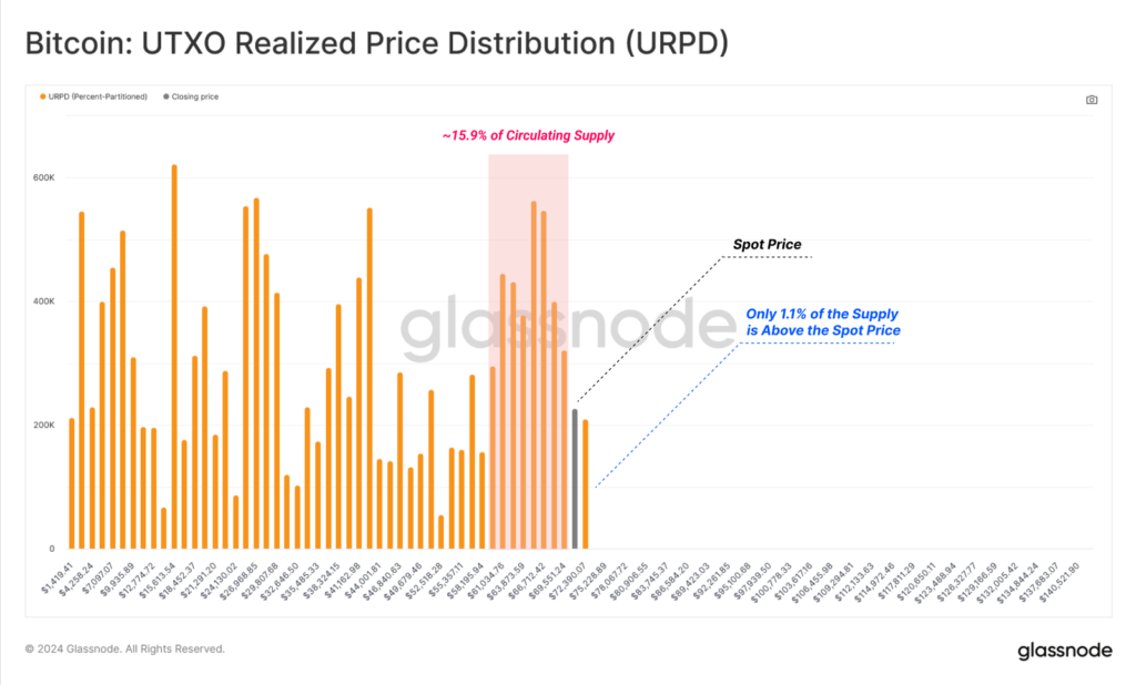 شاخص بیت کوین URPD - منبع: Glassnode