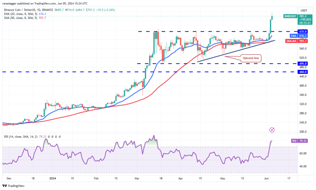 بازه زمانی 1 روزه نمودار BNB - منبع: TradingView