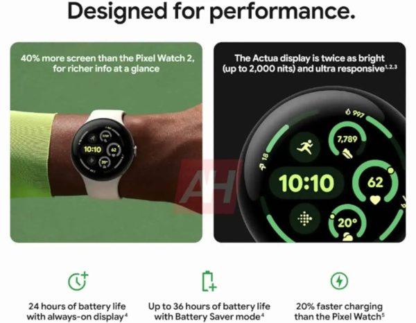 ویژگی ها و مشخصات جدید Google Pixel Watch 3 فاش شد