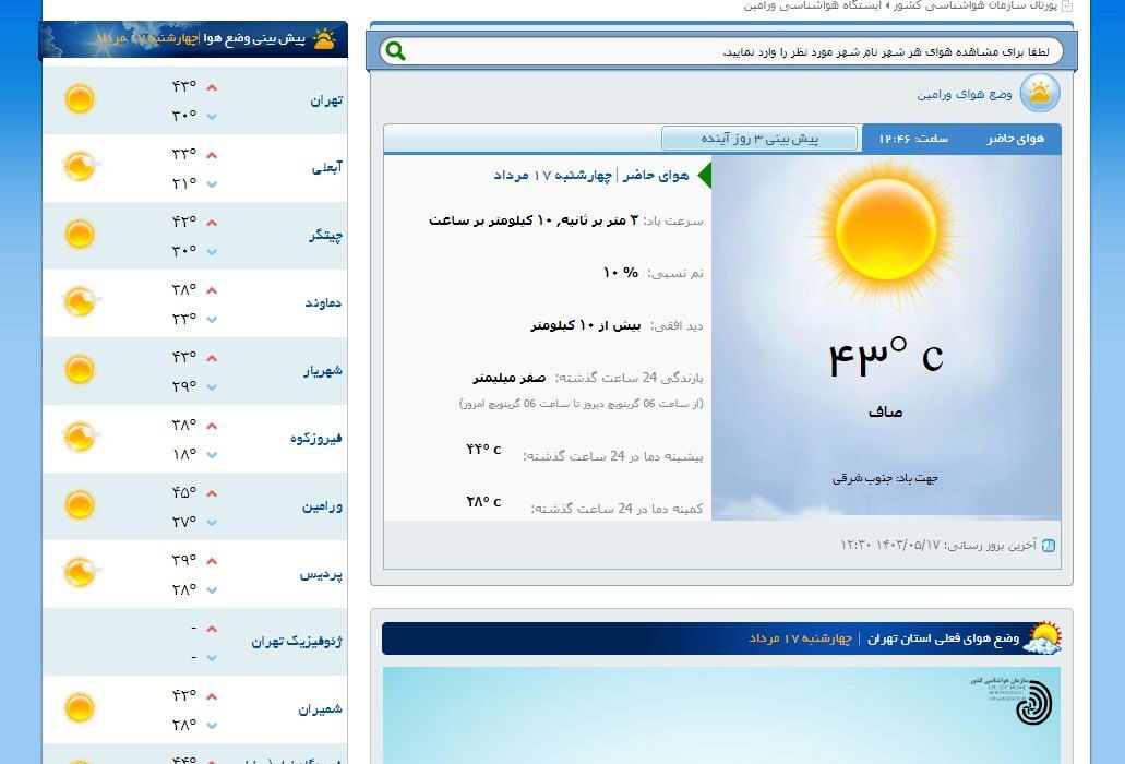 تهران در چند ساعت آینده در آستانه شکستن رکورد تاریخی دما است/ افزایش دما تا روز جمعه ادامه دارد