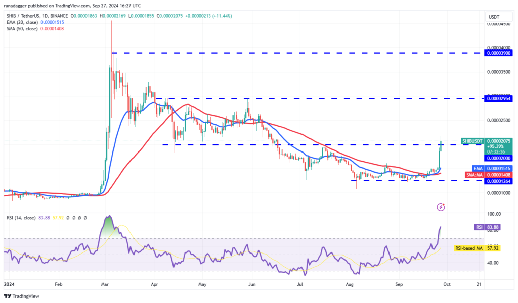 نمودار قیمت روزانه شیبا اینو - منبع: TradingView