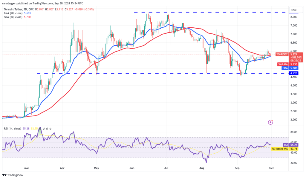 نمودار قیمت روزانه تون کوین - منبع: Tradingview