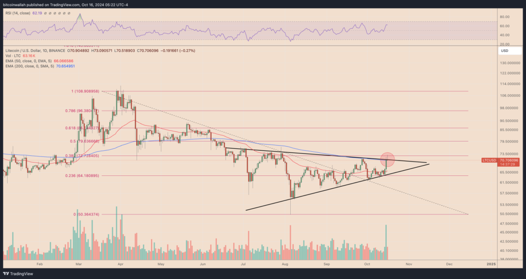 نمودار قیمت روزانه لایت کوین - منبع: TradingView