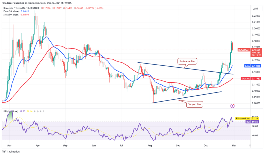 نمودار قیمت روزانه Dogecoin - منبع: TradingView