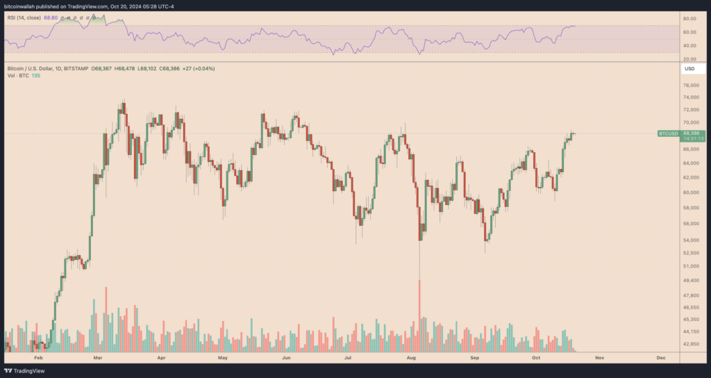 نمودار بیت کوین 1 روزه تایم فریم - منبع: TradingView