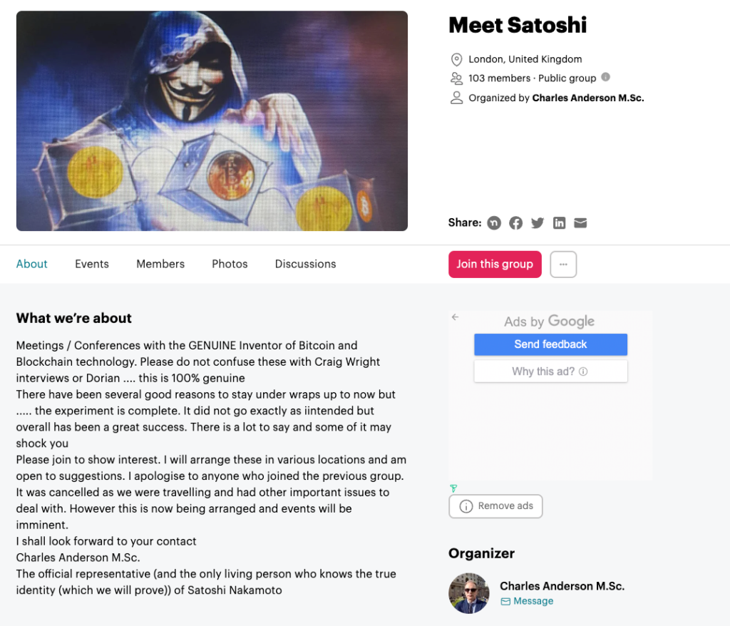 گروه Meet Satoshi تنها 103 عضو دارد - منبع: MeetUp