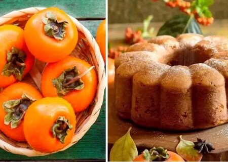 طرز تهیه کیک خرمالو بدون فر / کیک پاییزی بی نظیر که بسیار پف می کند