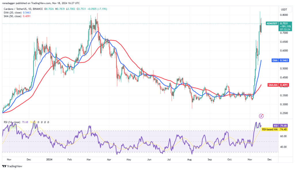 نمودار قیمت روزانه کاردانو - منبع: TradingView