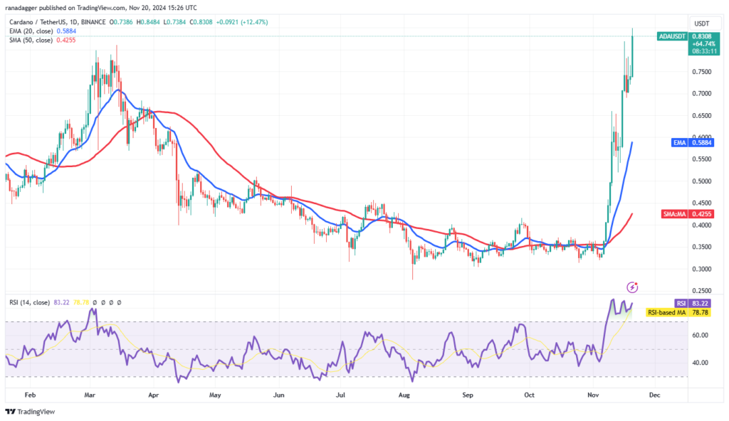 نمودار قیمت روزانه کاردانو - منبع: TradingView