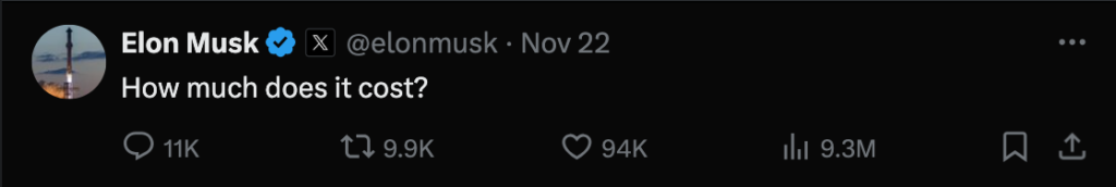 منبع: حساب Elonmusk در X